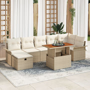 Loungeset poly rattan 8-delig beige