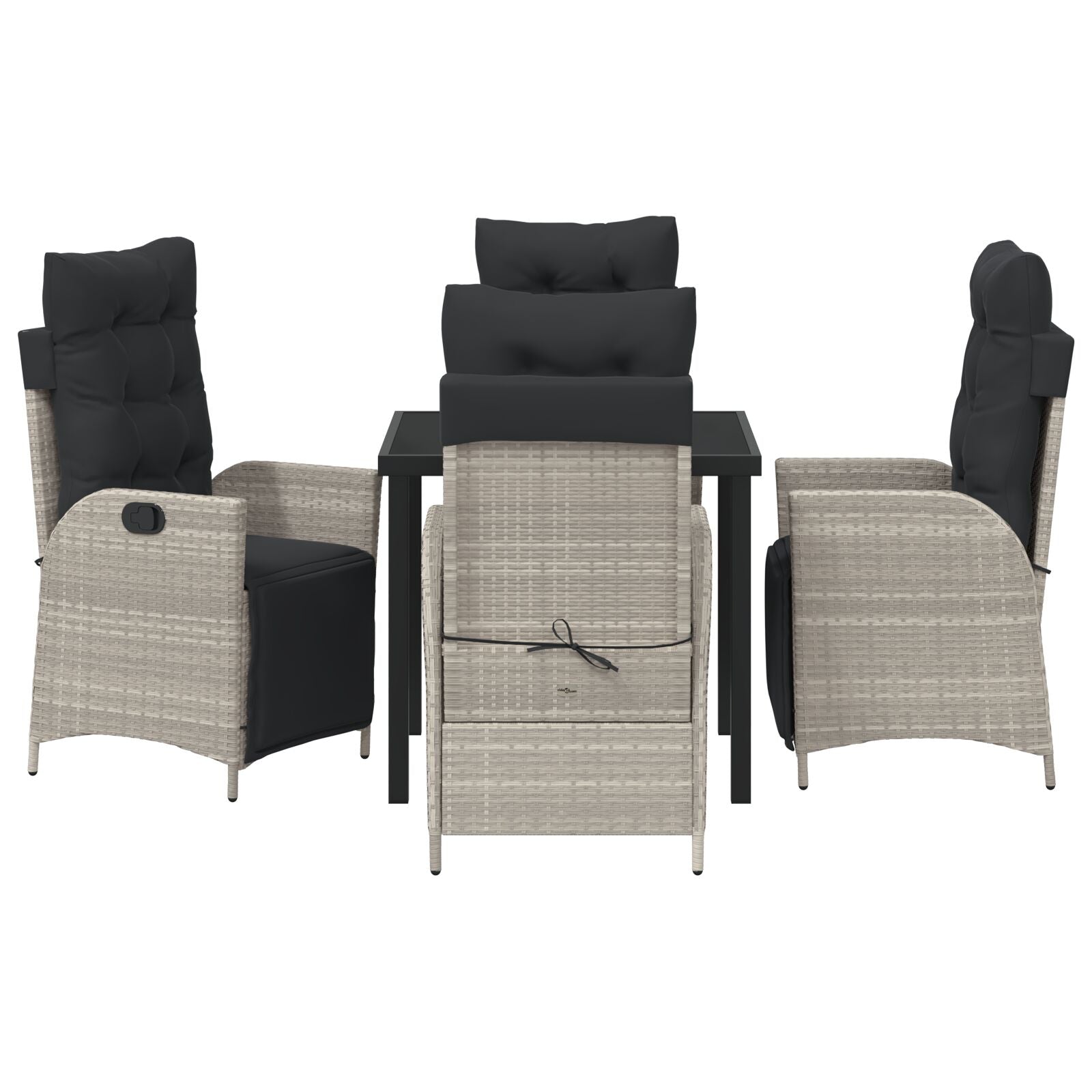 5 Delige Tuin Eetset Lichtgrijs Poly Rattan