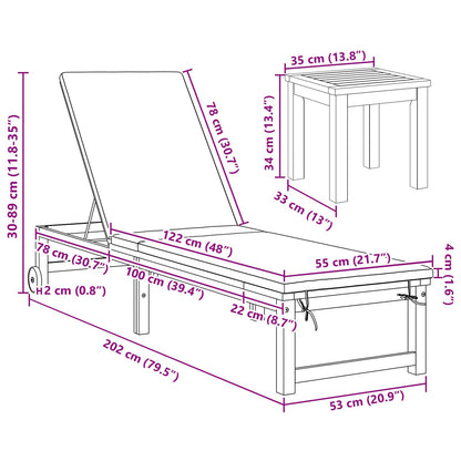 Zonnebank Met Tafel Massief Acaciahout,  Zonnebank Massief Acaciahout