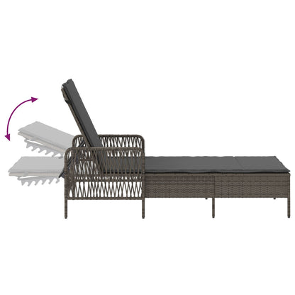 Zonnebank Set Set Van 3 Grijs En Donkergrijs Pe Rattan