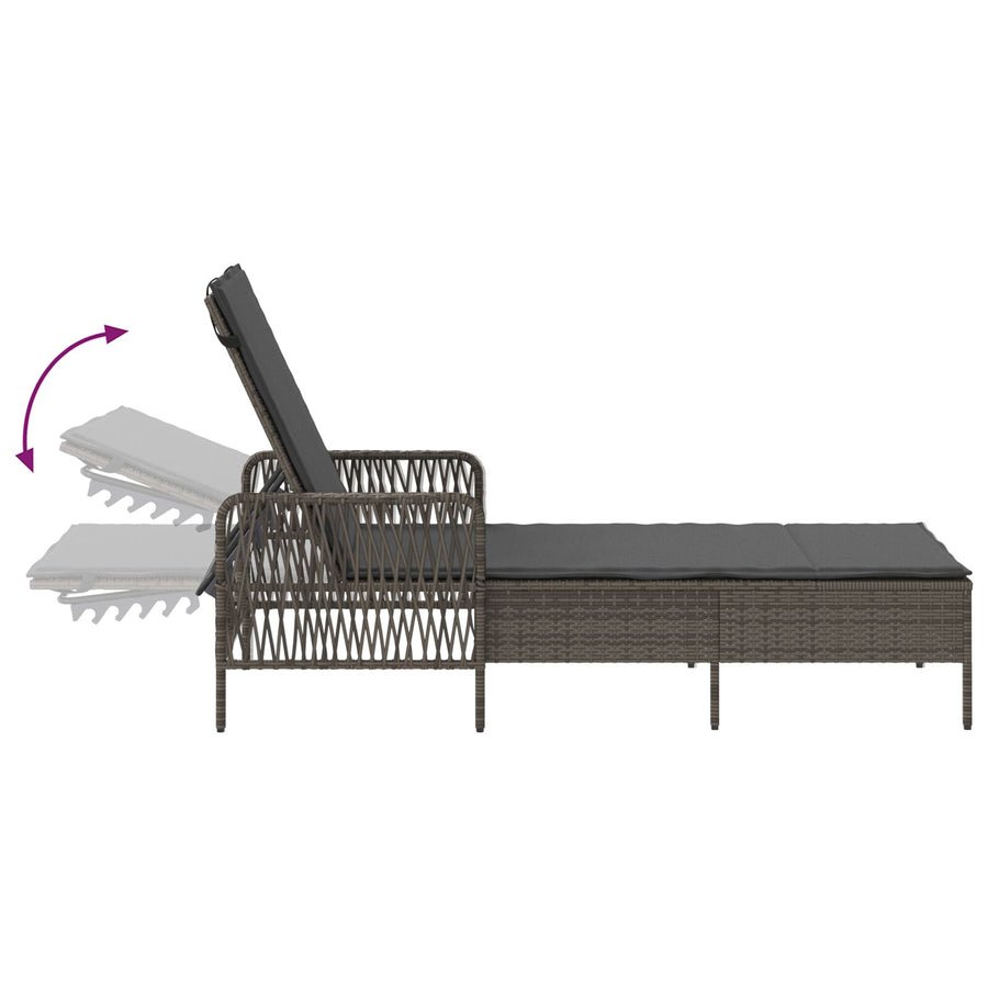 Zonnebank Set Set Van 3 Grijs En Donkergrijs Pe Rattan