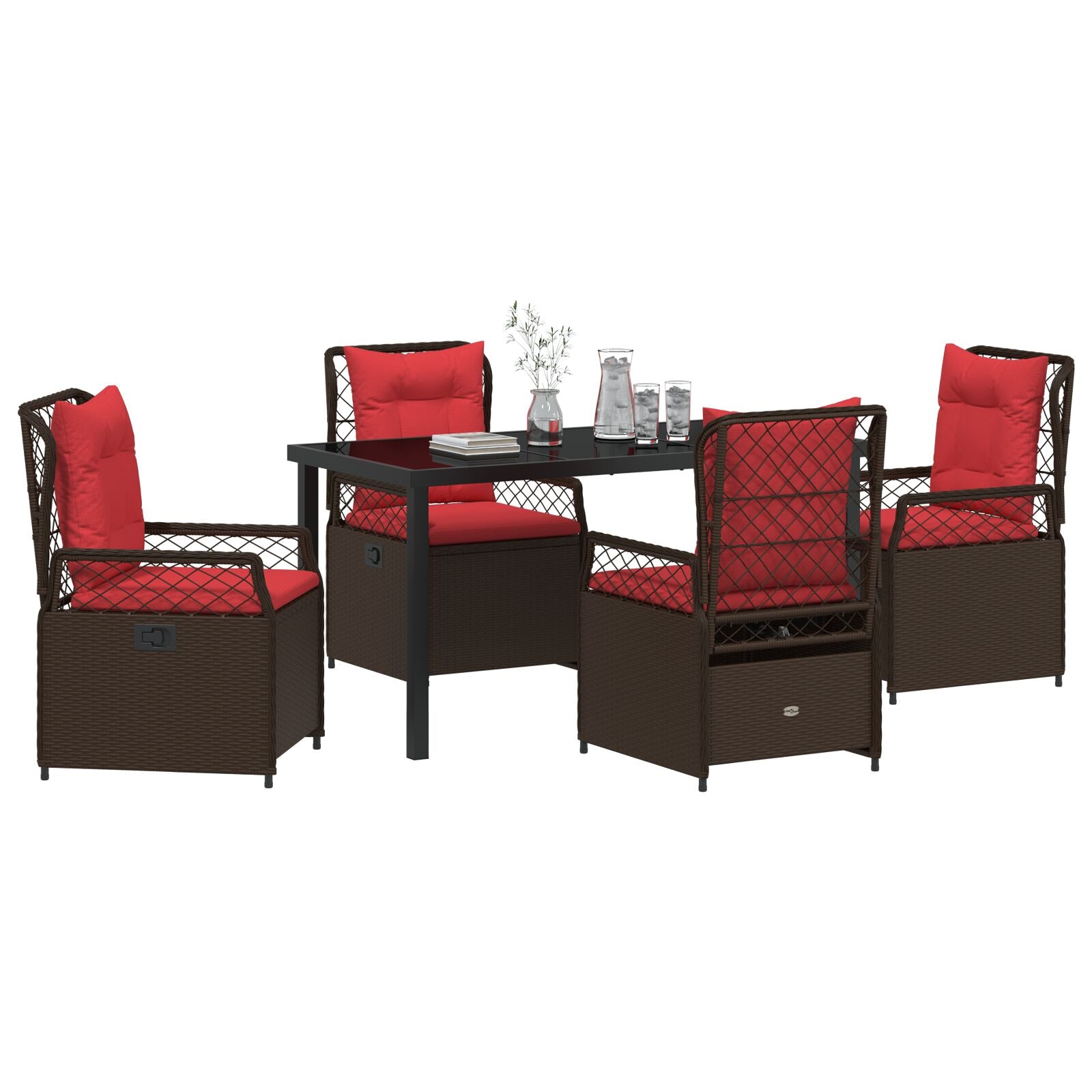 5 Delige Tuin Eetset Bruin Poly Rattan