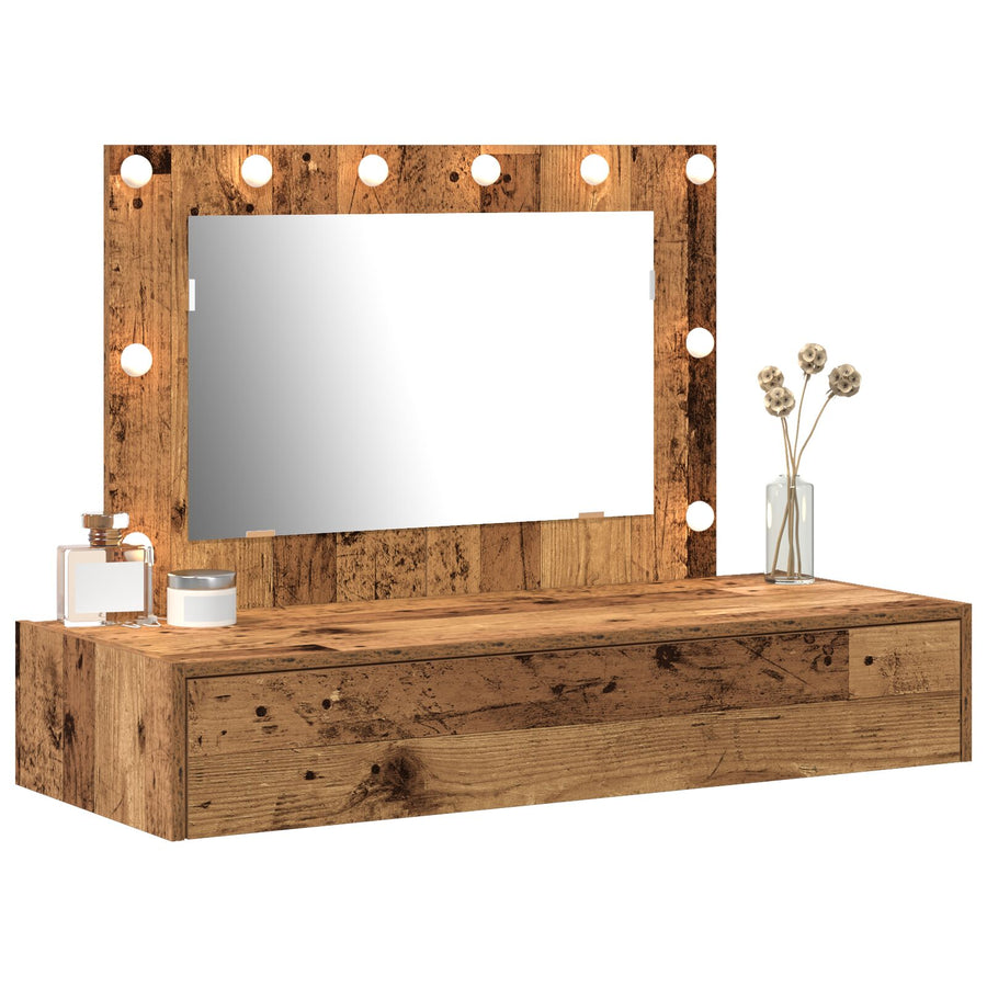 Wandkaptafel -Verlichting 100 x 40 x 70 cm Oud Hout met LED