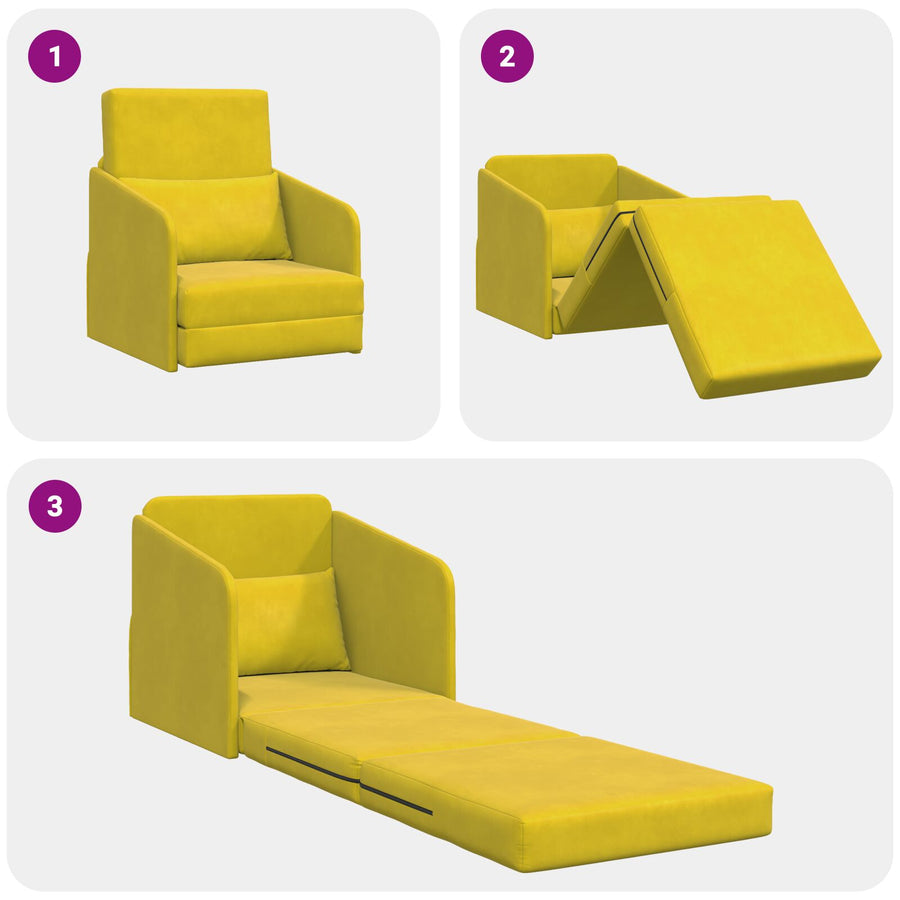 Vloer Sofa Bed 2-In-1 65X80X83 Cm Fluweel Geel