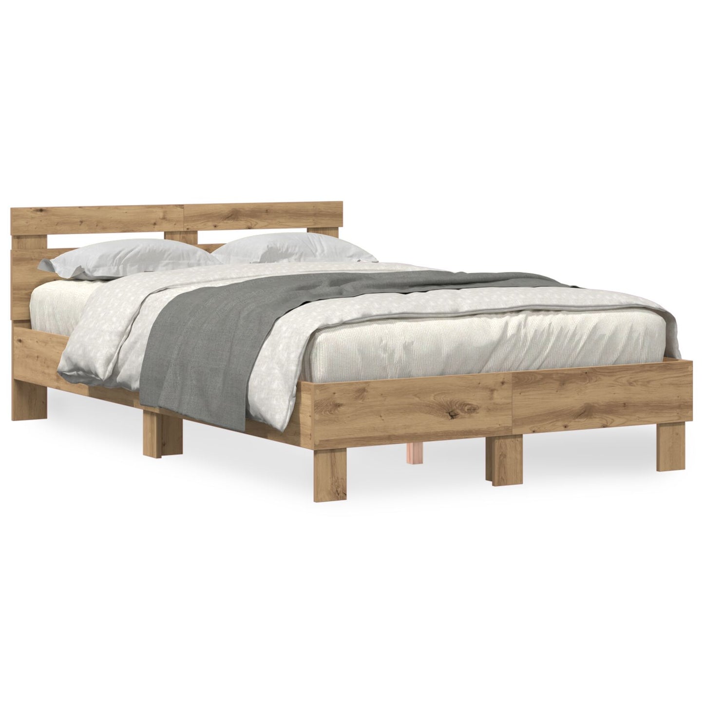 Eiken Bedframe Massief Eikenhout Ambachtelijk Eiken 135 x 190 cm