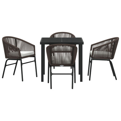5-Delig Tuin Eetset Bruin Poly Rattan
