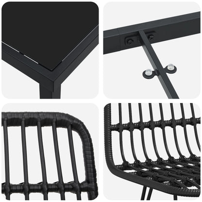 7-Delige Tuin Eetset Zwarte Poly Rattan