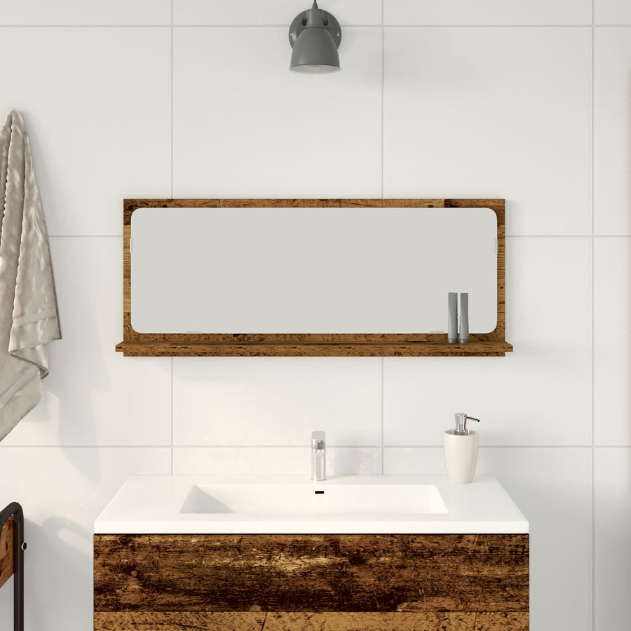 Badkamerspiegel Oude Hout 90X10,5X37 Cm Van Gefabriceerd Hout