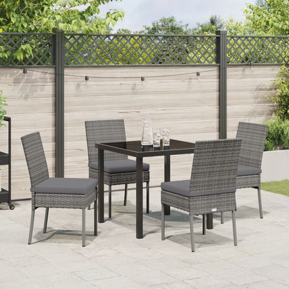 5 Delige Tuin Eetset Grijs Poly Rattan