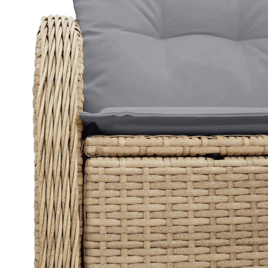 2-Zits Tuinbank Met Opbergruimte & Kussens Poly Rattan Beige en grijs met opslag