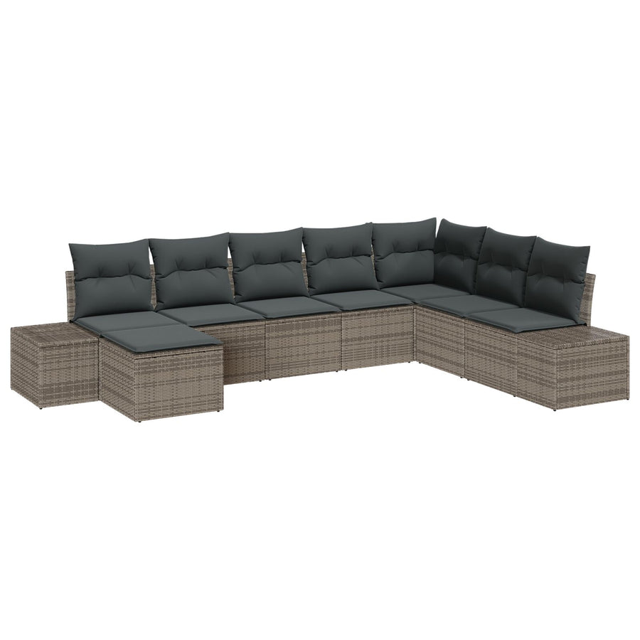8-Delige Tuin Sofa Set Met Kussens Grijs Poly Rattan