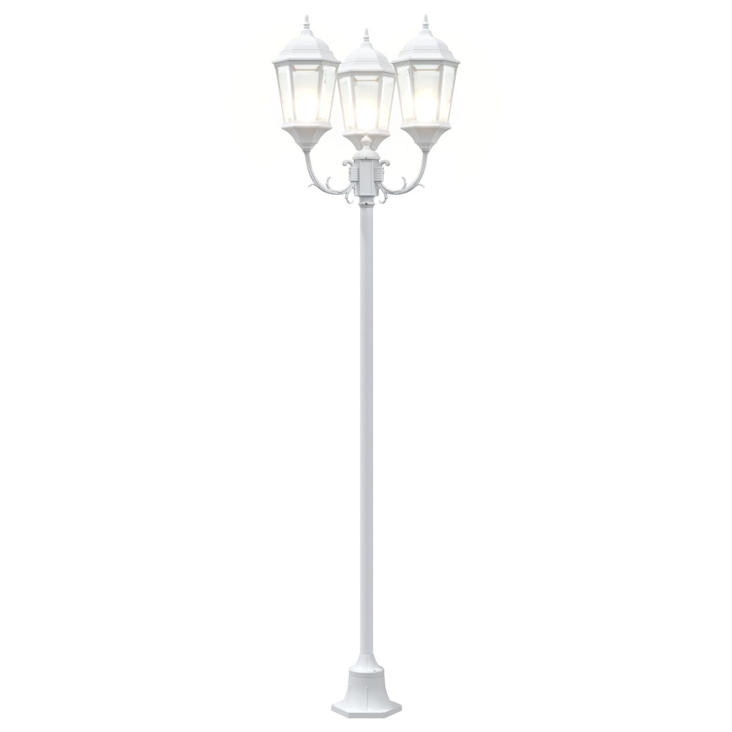 Tuinlampenpaal 3-Lamps E27 220 Cm Aluminium Wit