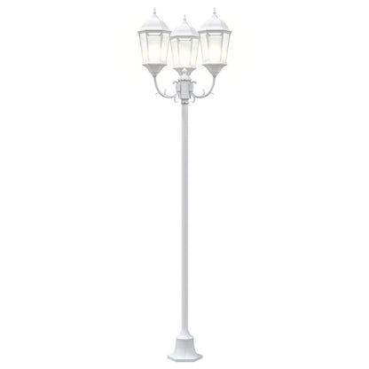 Tuinlampenpaal 3-Lamps E27 220 Cm Aluminium Wit