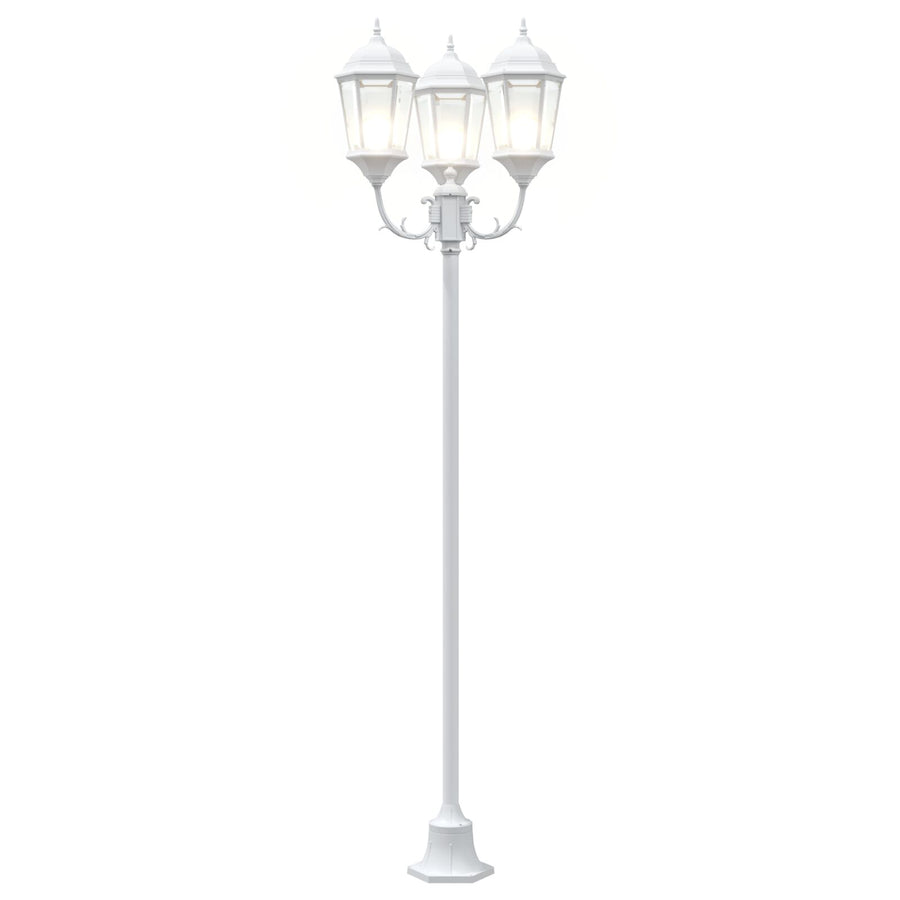 Tuinlampenpaal 3-Lamps E27 220 Cm Aluminium Wit