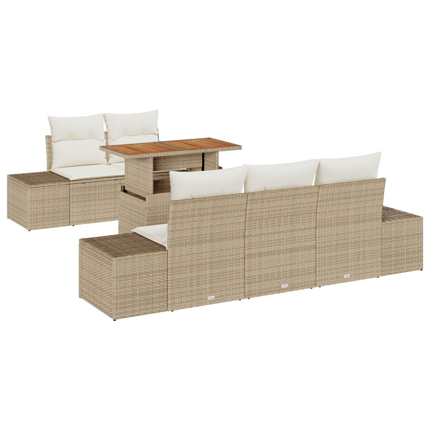 6-Delige Tuin Sofa Set Met Kussens Beige Poly Rattan