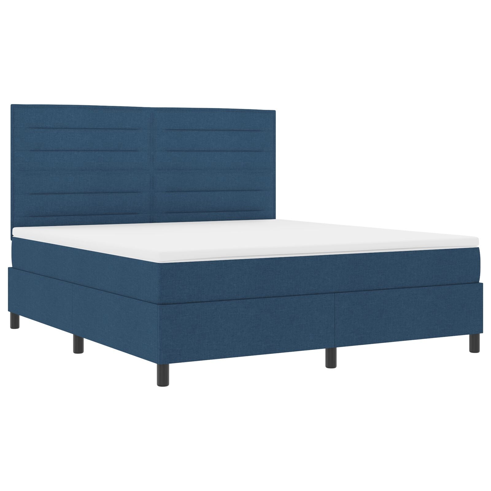 Boxspring Bed Met Matras Blauw Super King Stof Crème