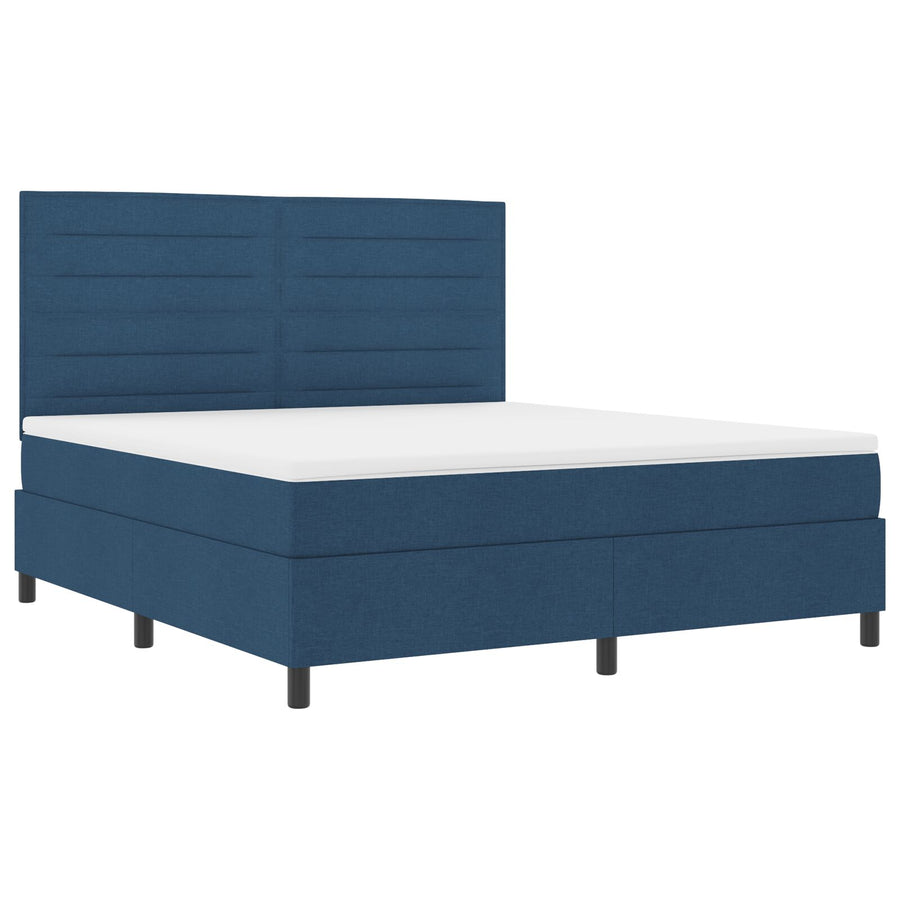 Boxspring Bed Met Matras Blauw Super King Stof Crème
