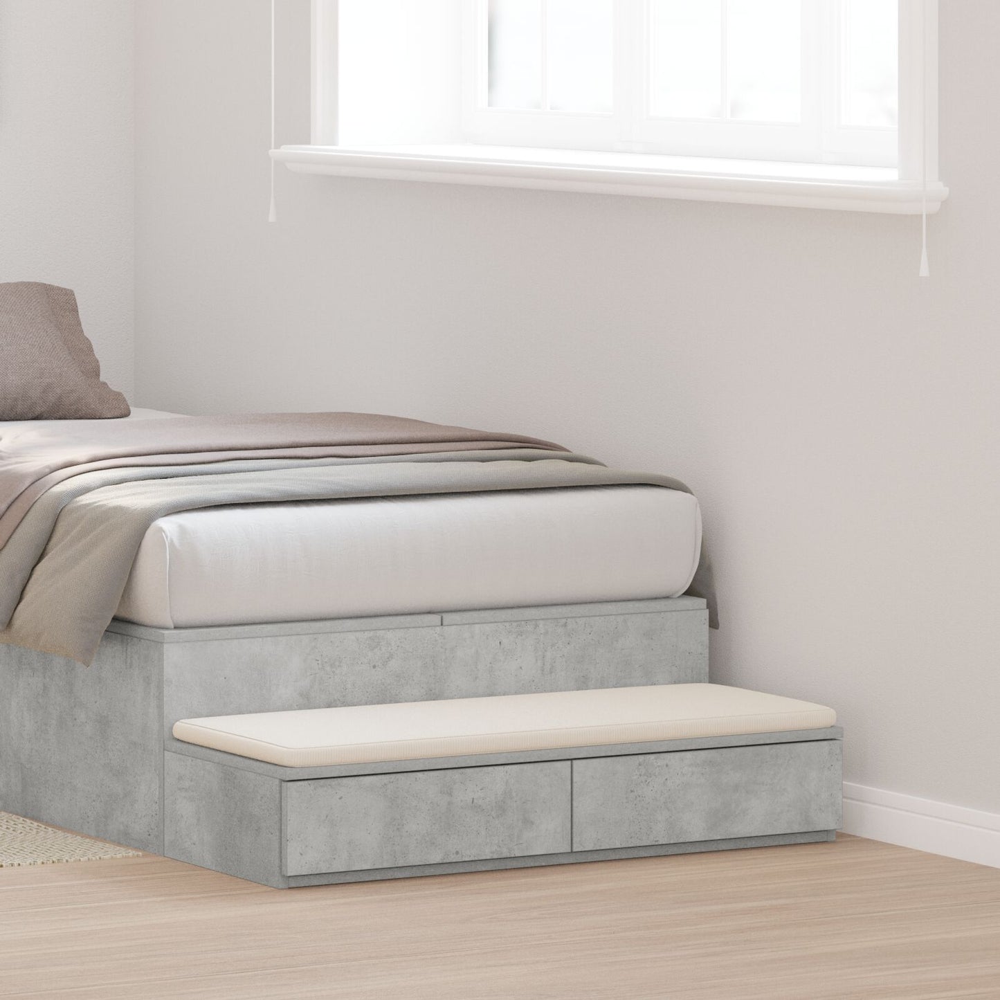 Bedlade Betongrijs Van Hout Beton grijs 100 x 36,5 x 16,5 cm