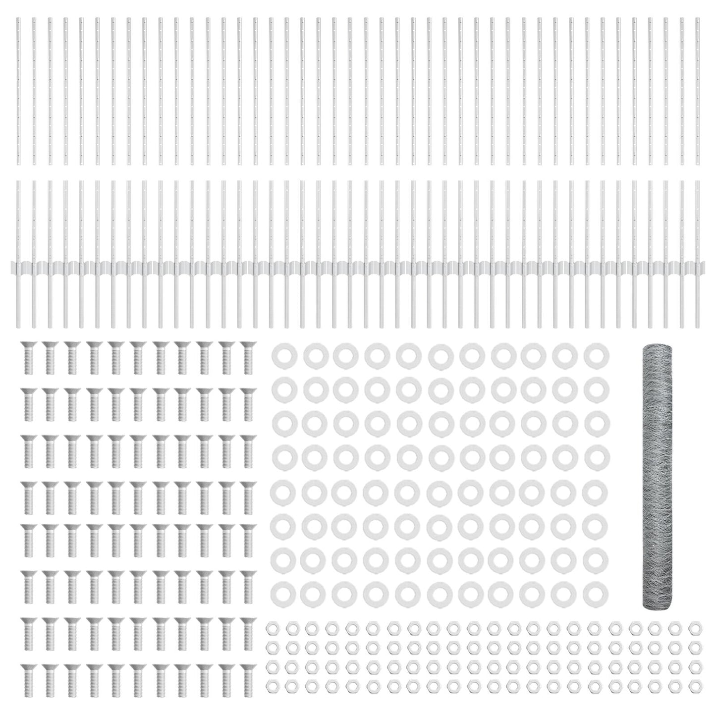 Hekpalen 22 Stuks U-Channel 100 Cm Gegalvaniseerd Staal,  Zeshoekig Hek 1X100 M Gegalvaniseerd Staal