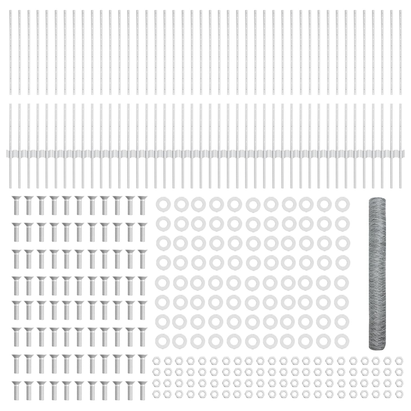 Hekpalen 22 Stuks U-Channel 100 Cm Gegalvaniseerd Staal,  Zeshoekig Hek 1X100 M Gegalvaniseerd Staal