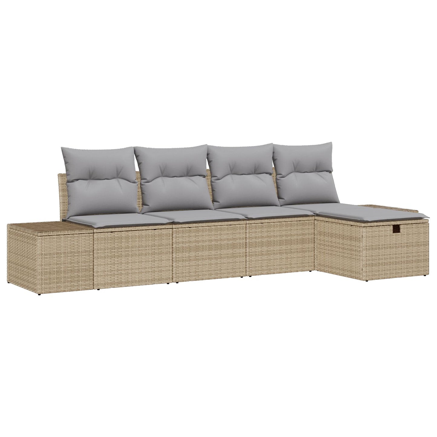 5-Delige Tuinbankset Met Kussens Beige Poly Riet Wit