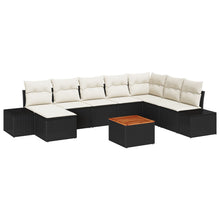 9-Delige Tuin Sofa Set Met Kussens Zwart Poly Rattan Acacia