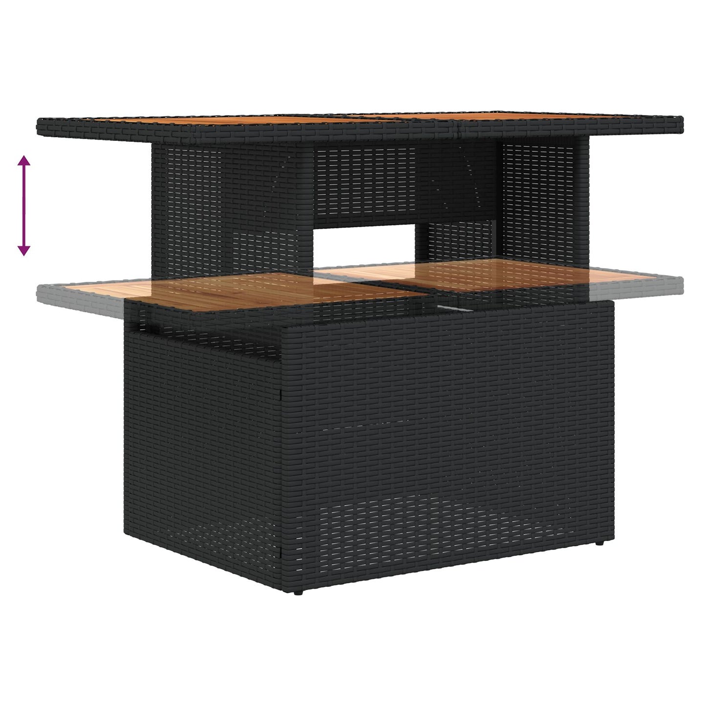 5-Delige Tuin Eetset Met Kussens Zwart Poly Rattan Acacia