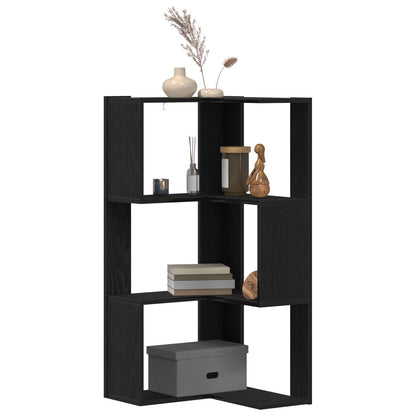 Hoekboekenkast 3-Tier 50X50X102 Cm Houtcomposiet Zwart eiken