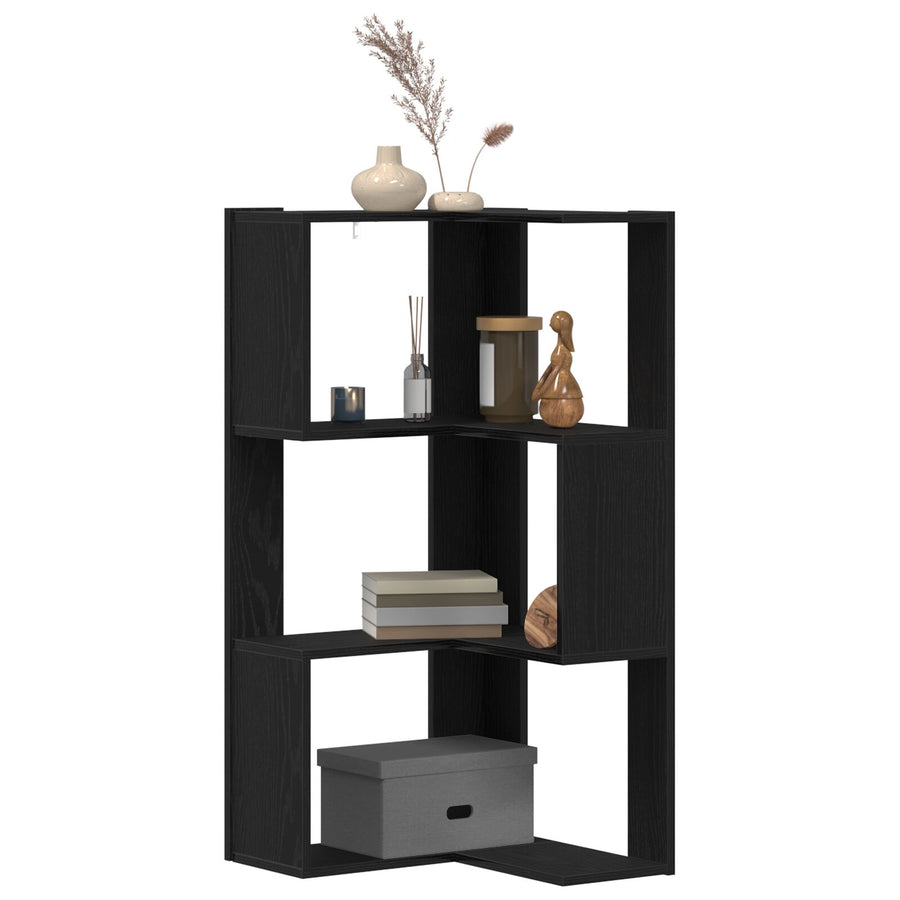 Hoekboekenkast 3-Tier 50X50X102 Cm Houtcomposiet Zwart eiken