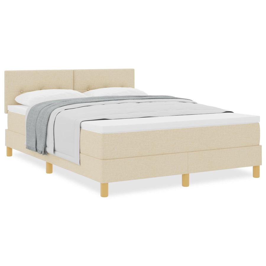 Boxspringbed Met Matras Stof Crème 140 x 200 cm Knoop-tufted