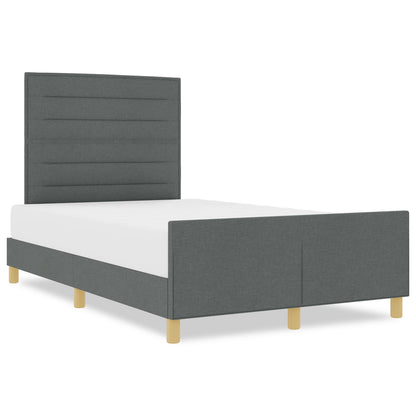 Bed Frame In Donkergrijs, 160X200 Cm, Stof Crème