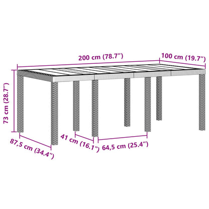 Tuin Tafel 200X100X73 Cm Poly Rattan Lichtgrijs 2 m