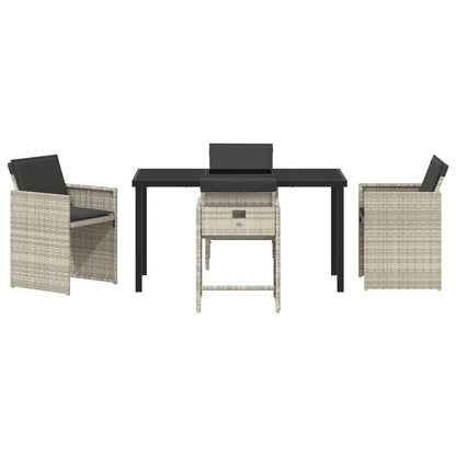 5 Delige Tuin Eetset Met Kussens Lichtgrijs Poly Rattan