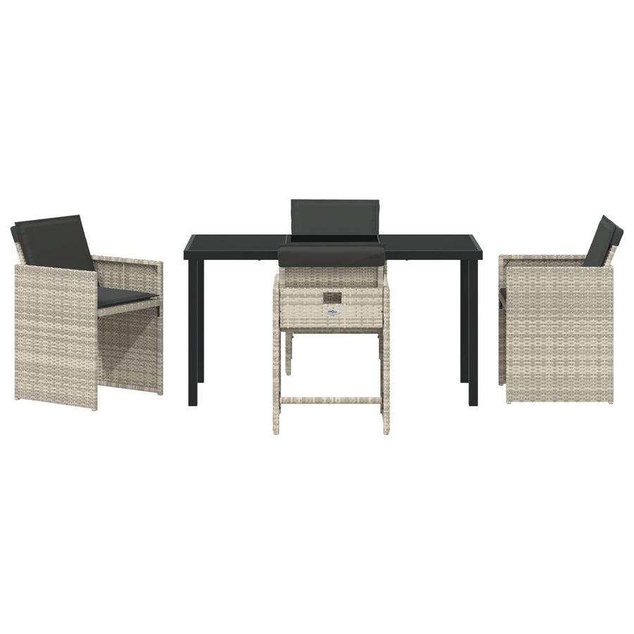 5 Delige Tuin Eetset Met Kussens Lichtgrijs Poly Rattan