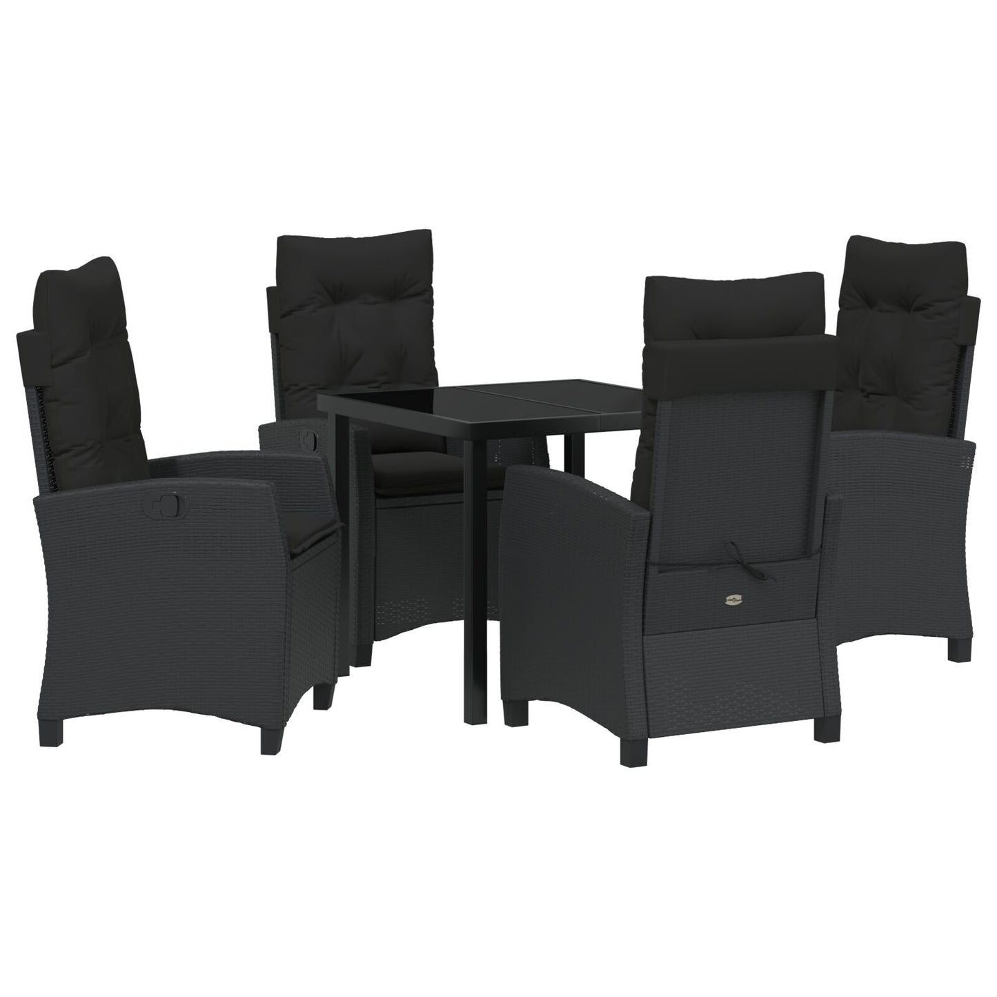 5-Delige Tuinset Met Kussens Zwart Poly Rattan