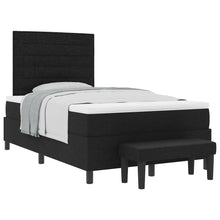 Boxspring Bed Met Matras & Bank Zwart 120X190 Cm Stof Blauw