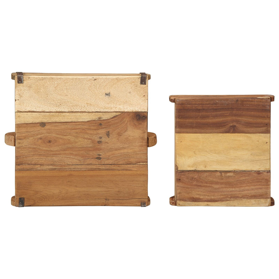 2-Delige Diensten Set Massief Hout Gerecycled 29 x 31 x 10 cm