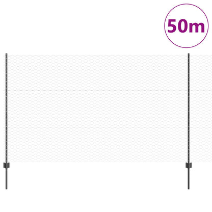Hekpalen 22 Stuks U-Kanaal Grijs 140 Cm Staal,  Hexagonaal Hek Grijs 1,4X50 M Staal