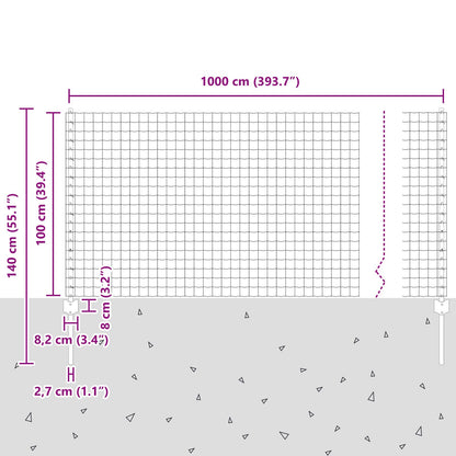Tuinhek Set 2 Packs Grijs Metaal 10 X 1 M Duurzaam Tuinhek