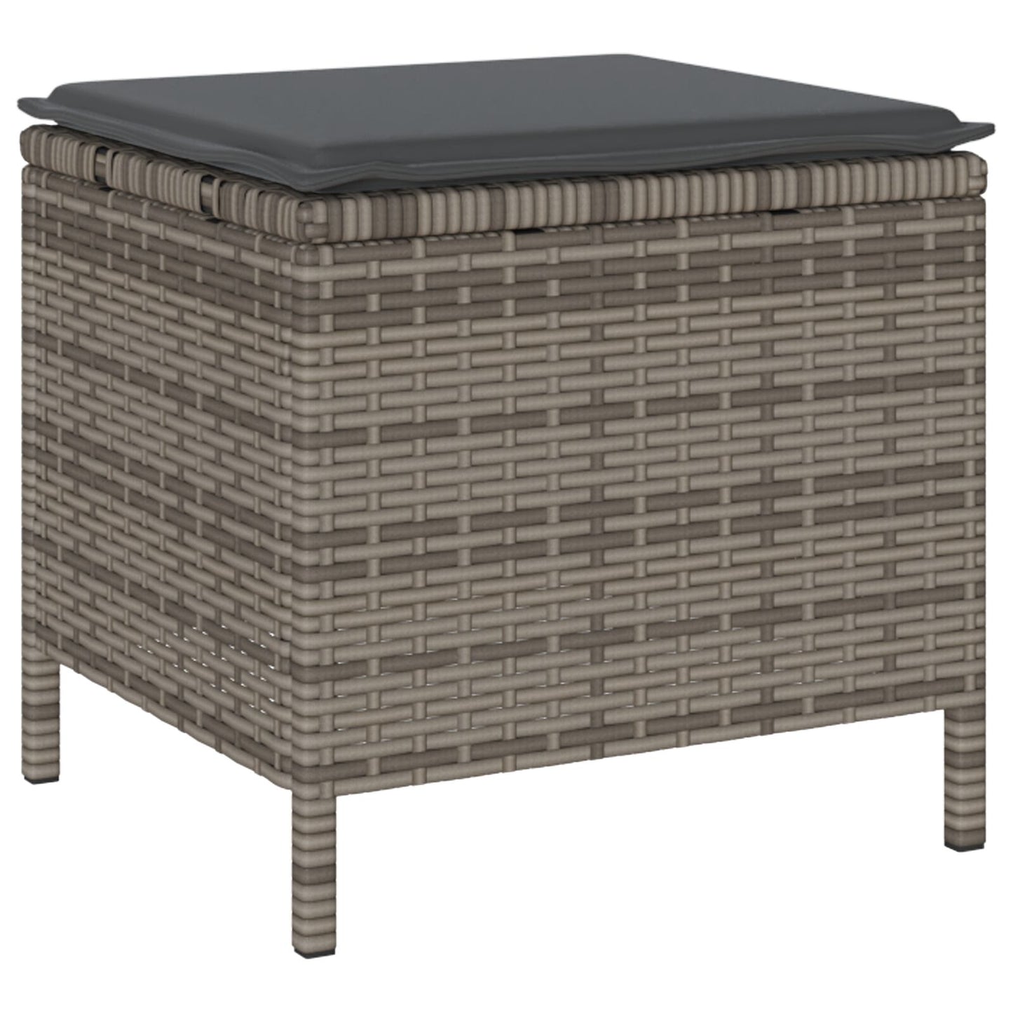 4-Delige Tuin Eetset Met Kussens Poly Rattan Acacia 110 cm Grijs 3 krukken