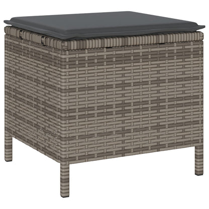 4-Delige Tuin Eetset Met Kussens Poly Rattan Acacia 110 cm Grijs 3 krukken