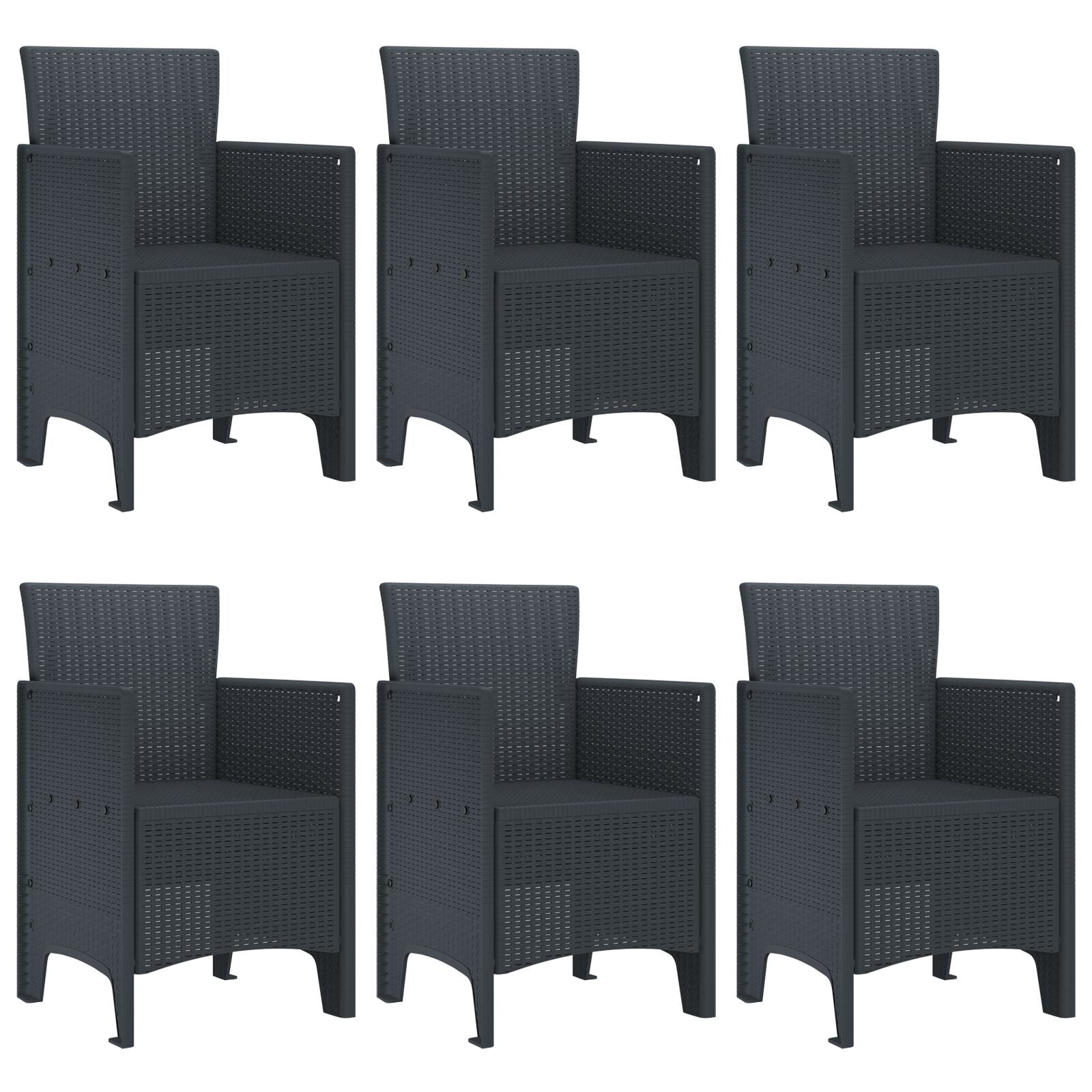 7-Delige Tuin Eettafel Set Antraciet Poly Rattan