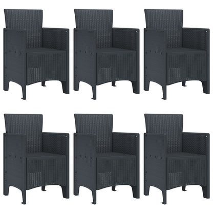 7-Delige Tuin Eettafel Set Antraciet Poly Rattan