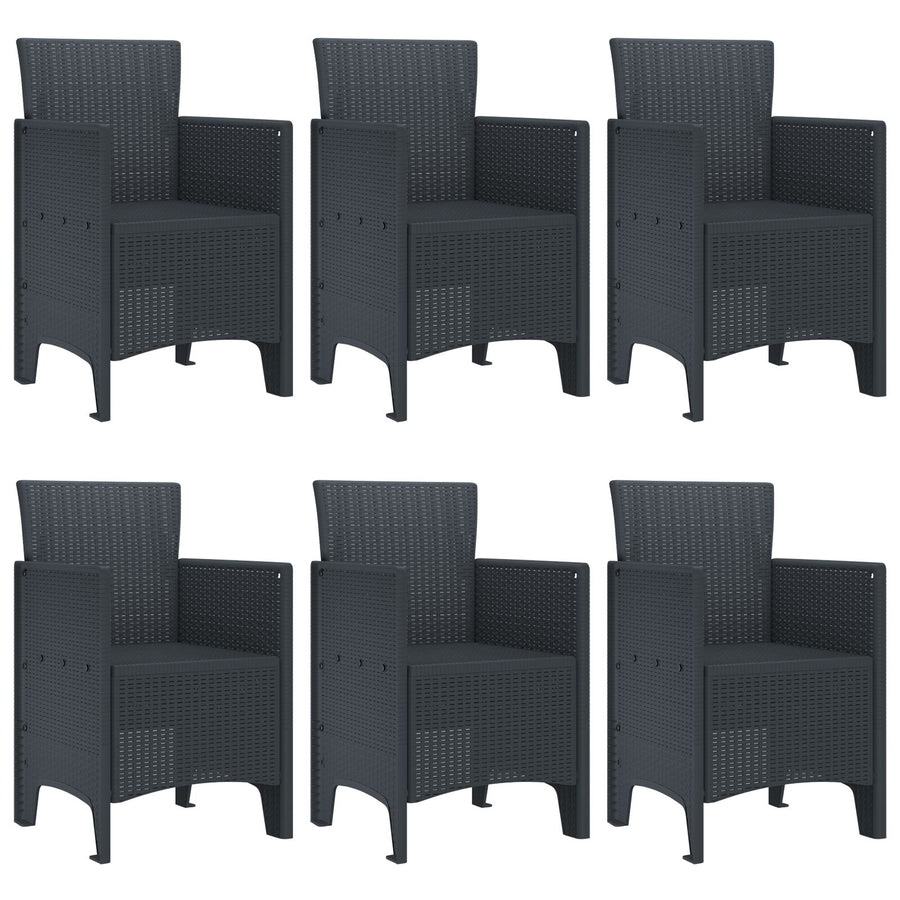 7-Delige Tuin Eettafel Set Antraciet Poly Rattan
