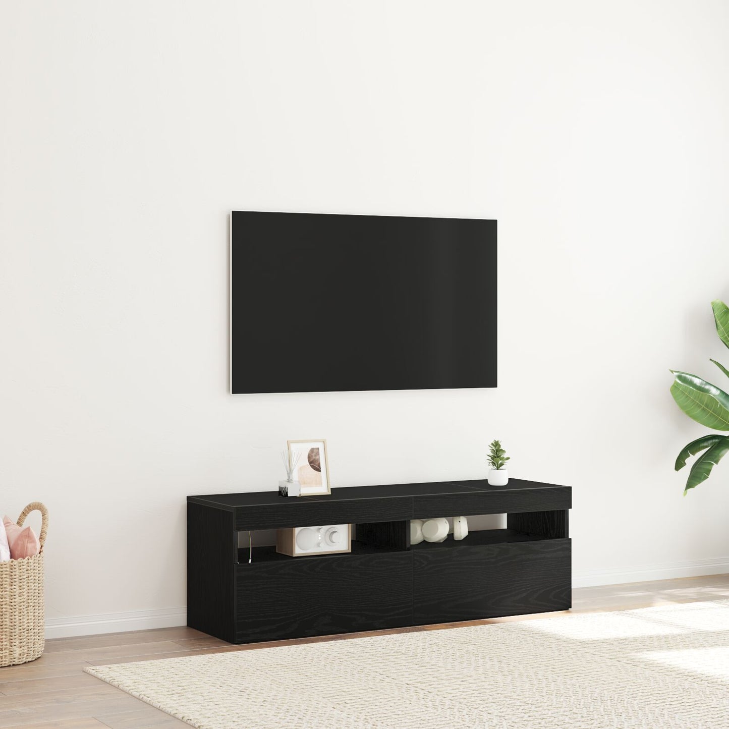Tv-Kast Met Led Zwart Eiken 120X35X40 Cm Bewerkt Hout