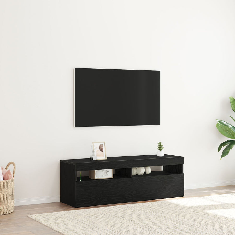 Tv-Kast Met Led Zwart Eiken 120X35X40 Cm Bewerkt Hout