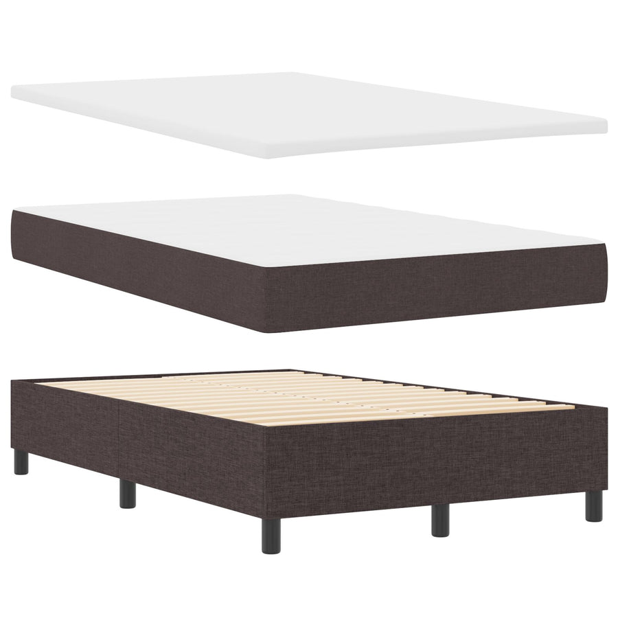 Boxspring Bed Met Matras Donkerbruin Klein Tweepersoons Bed Stof Blauw