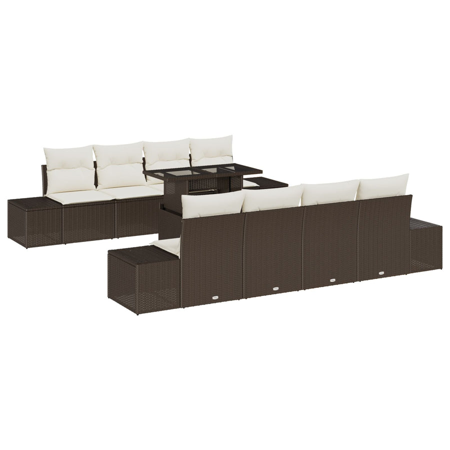 Tuin Sofa Set Set Van 7 Bruin Resin Riet Buiten Tafel