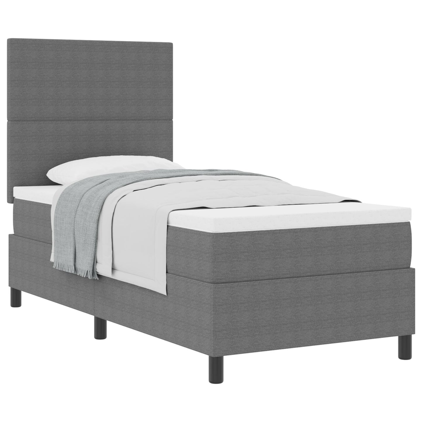 Boxspringbed Met Matras Lichtgrijs 100X200 Cm Corduroy Stof