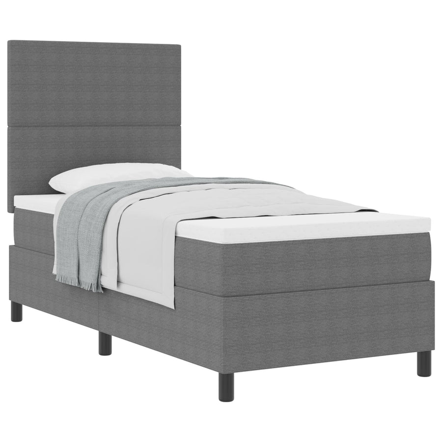 Boxspringbed Met Matras Lichtgrijs 100X200 Cm Corduroy Stof